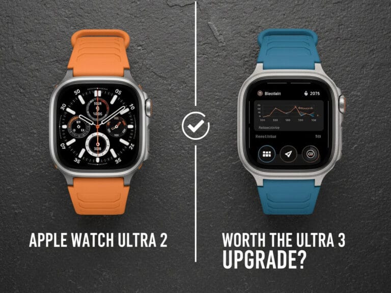 مقارنة مباشرة بين Apple Watch Ultra 2 (سوار برتقالي) و Apple Watch Ultra 3، للبت في قرار الترقية.