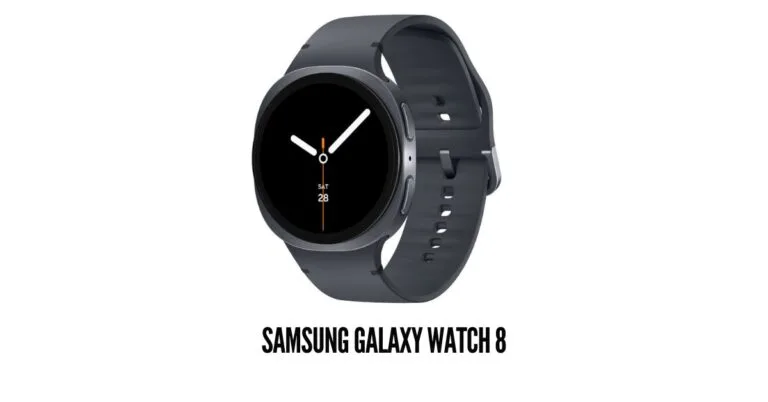 ساعة Samsung Galaxy Watch 8 باللون الأسود تبرز تصميم الهيكل شبه المربع (Squircle) الجديد مع واجهة ساعة كلاسيكية وسوار رياضي متين.